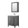 Wyndham Collection Daria 30" Free Standing Single Basin Vanity Set with Cabinet, Cultured Marble Vanity Top, and Medicine Cabinet Dark Gray / Carrara Cultured Marble Top / Polished Chrome Hardware