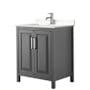 Wyndham Collection Daria 30" Free Standing Single Basin Vanity Set with Cabinet and Cultured Marble Vanity Top Dark Gray / Carrara Cultured Marble Top / Polished Chrome Hardware