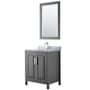 Wyndham Collection Daria 30" Free Standing Single Vanity Set with MDF Cabinet, Marble Vanity Top, Undermount Sink, and Framed Mirror Dark Gray / White Carrara Marble Top / Polished Chrome Hardware
