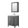 Wyndham Collection Daria 30" Free Standing Single Basin Vanity Set with Cabinet, Quartz Vanity Top, and Medicine Cabinet Dark Gray / Giotto Quartz Top / Polished Chrome Hardware
