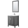 Wyndham Collection Daria 30" Free Standing Single Basin Vanity Set with Cabinet, Cultured Marble Vanity Top, and Framed Mirror Dark Gray / White Cultured Marble Top / Polished Chrome Hardware
