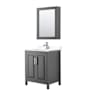 Wyndham Collection Daria 30" Free Standing Single Basin Vanity Set with Cabinet, Cultured Marble Vanity Top, and Medicine Cabinet Dark Gray / White Cultured Marble Top / Polished Chrome Hardware
