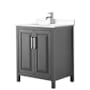 Wyndham Collection Daria 30" Free Standing Single Basin Vanity Set with Cabinet and Cultured Marble Vanity Top Dark Gray / White Cultured Marble Top / Polished Chrome Hardware