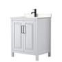 Wyndham Collection Daria 30" Free Standing Single Basin Vanity Set with Cabinet and Cultured Marble Vanity Top White / Carrara Cultured Marble Top / Matte Black Hardware