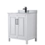 Wyndham Collection Daria 30" Free Standing Single Vanity Set with MDF Cabinet, Marble Vanity Top, and Undermount Sink White / White Carrara Marble Top / Matte Black Hardware
