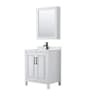 Wyndham Collection Daria 30" Free Standing Single Basin Vanity Set with Cabinet, Quartz Vanity Top, and Medicine Cabinet White / Giotto Quartz Top / Matte Black Hardware