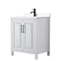 Wyndham Collection Daria 30" Free Standing Single Basin Vanity Set with Cabinet and Cultured Marble Vanity Top White / White Cultured Marble Top / Matte Black Hardware