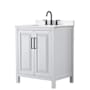Wyndham Collection Daria 30" Free Standing Single Basin Vanity Set with Cabinet and Quartz Vanity Top White / White Quartz Top / Matte Black Hardware