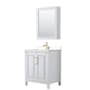 Wyndham Collection Daria 30" Free Standing Single Basin Vanity Set with Cabinet, Cultured Marble Vanity Top, and Medicine Cabinet White / Carrara Cultured Marble Top / Brushed Gold Hardware