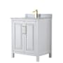 Wyndham Collection Daria 30" Free Standing Single Vanity Set with MDF Cabinet, Marble Vanity Top, and Undermount Sink White / White Carrara Marble Top / Brushed Gold Hardware