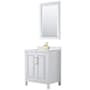 Wyndham Collection Daria 30" Free Standing Single Basin Vanity Set with Cabinet, Quartz Vanity Top, and Framed Mirror White / Giotto Quartz Top / Brushed Gold Hardware