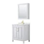 Wyndham Collection Daria 30" Free Standing Single Basin Vanity Set with Cabinet, Quartz Vanity Top, and Medicine Cabinet White / Giotto Quartz Top / Brushed Gold Hardware