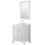 Wyndham Collection Daria 30" Free Standing Single Basin Vanity Set with Cabinet, Quartz Vanity Top, and Framed Mirror White / Giotto Quartz Top / Brushed Gold Hardware