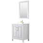 Wyndham Collection Daria 30" Free Standing Single Basin Vanity Set with Cabinet, Cultured Marble Vanity Top, and Framed Mirror White / White Cultured Marble Top / Brushed Gold Hardware