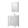 Wyndham Collection Daria 30" Free Standing Single Basin Vanity Set with Cabinet, Cultured Marble Vanity Top, and Medicine Cabinet White / White Cultured Marble Top / Brushed Gold Hardware