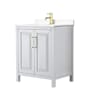 Wyndham Collection Daria 30" Free Standing Single Basin Vanity Set with Cabinet and Cultured Marble Vanity Top White / White Cultured Marble Top / Brushed Gold Hardware