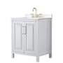 Wyndham Collection Daria 30" Free Standing Single Basin Vanity Set with Cabinet and Quartz Vanity Top White / White Quartz Top / Brushed Gold Hardware