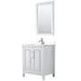 Wyndham Collection Daria 30" Free Standing Single Basin Vanity Set with Cabinet, Cultured Marble Vanity Top, and Framed Mirror White / Carrara Cultured Marble Top / Polished Chrome Hardware