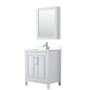 Wyndham Collection Daria 30" Free Standing Single Basin Vanity Set with Cabinet, Cultured Marble Vanity Top, and Medicine Cabinet White / Carrara Cultured Marble Top / Polished Chrome Hardware