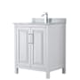 Wyndham Collection Daria 30" Free Standing Single Vanity Set with MDF Cabinet, Marble Vanity Top, and Undermount Sink White / White Carrara Marble Top / Polished Chrome Hardware