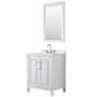 Wyndham Collection Daria 30" Free Standing Single Basin Vanity Set with Cabinet, Quartz Vanity Top, and Framed Mirror White / Giotto Quartz Top / Polished Chrome Hardware