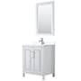 Wyndham Collection Daria 30" Free Standing Single Basin Vanity Set with Cabinet, Cultured Marble Vanity Top, and Framed Mirror White / White Cultured Marble Top / Polished Chrome Hardware