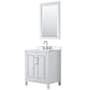 Wyndham Collection Daria 30" Free Standing Single Basin Vanity Set with Cabinet, Quartz Vanity Top, and Framed Mirror White / White Quartz Top / Polished Chrome Hardware