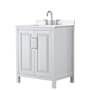 Wyndham Collection Daria 30" Free Standing Single Basin Vanity Set with Cabinet and Quartz Vanity Top White / White Quartz Top / Polished Chrome Hardware