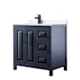 Wyndham Collection Daria 36" Free Standing Single Basin Vanity Set with Cabinet and Cultured Marble Vanity Top Dark Blue / White Cultured Marble Top / Matte Black Hardware