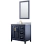 Wyndham Collection Daria 36" Free Standing Single Vanity Set with MDF Cabinet, Marble Vanity Top, Undermount Sink, and Framed Mirror Dark Blue