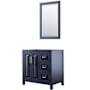 Wyndham Collection Daria 35" Single Free Standing Vanity Cabinet - Less Vanity Top Dark Blue / Brushed Gold Hardware