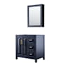 Wyndham Collection Daria 35" Single Free Standing Vanity Cabinet - Less Vanity Top Dark Blue / Brushed Gold Hardware