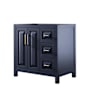 Wyndham Collection Daria 35" Single Free Standing Vanity Cabinet Only - Less Vanity Top Dark Blue / Brushed Gold Hardware