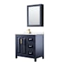 Wyndham Collection Daria 36" Free Standing Single Basin Vanity Set with Cabinet, Cultured Marble Vanity Top, and Medicine Cabinet Dark Blue / White Cultured Marble Top / Brushed Gold Hardware