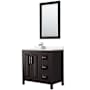 Wyndham Collection Daria 36" Free Standing Single Basin Vanity Set with Cabinet, Cultured Marble Vanity Top, and Framed Mirror Dark Espresso / Carrara Cultured Marble Top / Polished Chrome Hardware