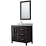 Wyndham Collection Daria 36" Free Standing Single Vanity Set with MDF Cabinet, Marble Vanity Top, Undermount Sink, and Framed Mirror Dark Espresso / White Carrara Marble Top / Polished Chrome Hardware