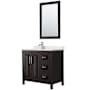 Wyndham Collection Daria 36" Free Standing Single Basin Vanity Set with Cabinet, Quartz Vanity Top, and Framed Mirror Dark Espresso / Giotto Quartz Top / Polished Chrome Hardware