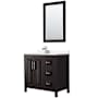 Wyndham Collection Daria 36" Free Standing Single Basin Vanity Set with Cabinet, Cultured Marble Vanity Top, and Framed Mirror Dark Espresso / White Cultured Marble Top / Polished Chrome Hardware