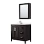 Wyndham Collection Daria 36" Free Standing Single Basin Vanity Set with Cabinet, Cultured Marble Vanity Top, and Medicine Cabinet Dark Espresso / White Cultured Marble Top / Polished Chrome Hardware