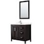 Wyndham Collection Daria 36" Free Standing Single Basin Vanity Set with Cabinet, Quartz Vanity Top, and Framed Mirror Dark Espresso / White Quartz Top / Polished Chrome Hardware