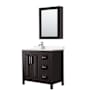 Wyndham Collection Daria 36" Free Standing Single Basin Vanity Set with Cabinet, Quartz Vanity Top, and Medicine Cabinet Dark Espresso / White Quartz Top / Polished Chrome Hardware