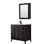 Wyndham Collection Daria 36" Free Standing Single Basin Vanity Set with Cabinet, Cultured Marble Vanity Top, and Medicine Cabinet Dark Espresso / Carrara Cultured Marble Top / Matte Black Hardware