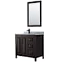 Wyndham Collection Daria 36" Free Standing Single Vanity Set with MDF Cabinet, Marble Vanity Top, Undermount Sink, and Framed Mirror Dark Espresso / White Carrara Marble Top / Matte Black Hardware