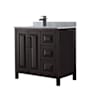 Wyndham Collection Daria 36" Free Standing Single Vanity Set with MDF Cabinet, Marble Vanity Top, and Undermount Sink Dark Espresso / White Carrara Marble Top / Matte Black Hardware