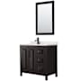 Wyndham Collection Daria 36" Free Standing Single Basin Vanity Set with Cabinet, Quartz Vanity Top, and Framed Mirror Dark Espresso / Giotto Quartz Top / Matte Black Hardware
