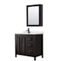 Wyndham Collection Daria 36" Free Standing Single Basin Vanity Set with Cabinet, Quartz Vanity Top, and Medicine Cabinet Dark Espresso / Giotto Quartz Top / Matte Black Hardware