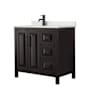 Wyndham Collection Daria 36" Free Standing Single Basin Vanity Set with Cabinet and Quartz Vanity Top Dark Espresso / Giotto Quartz Top / Matte Black Hardware