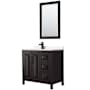 Wyndham Collection Daria 36" Free Standing Single Basin Vanity Set with Cabinet, Cultured Marble Vanity Top, and Framed Mirror Dark Espresso / White Cultured Marble Top / Matte Black Hardware