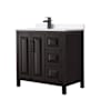 Wyndham Collection Daria 36" Free Standing Single Basin Vanity Set with Cabinet and Cultured Marble Vanity Top Dark Espresso / White Cultured Marble Top / Matte Black Hardware