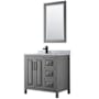 Wyndham Collection Daria 36" Free Standing Single Vanity Set with MDF Cabinet, Marble Vanity Top, Undermount Sink, and Framed Mirror Dark Gray / White Carrara Marble Top / Matte Black Hardware